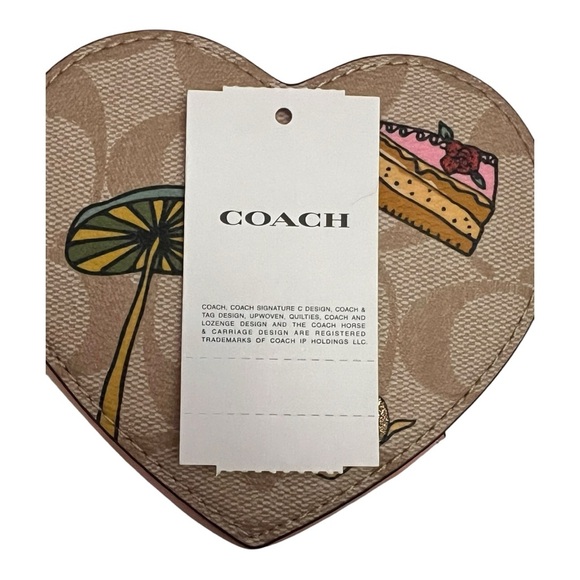 Coach X Observed By Us NWT Heart Coin Case In Signature Canvas in tan and pink - Picture 8 of 8